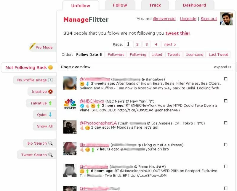Find who's not following you on Twitter using ManageFlitter Find who's not following you on Twitter using ManageFlitter